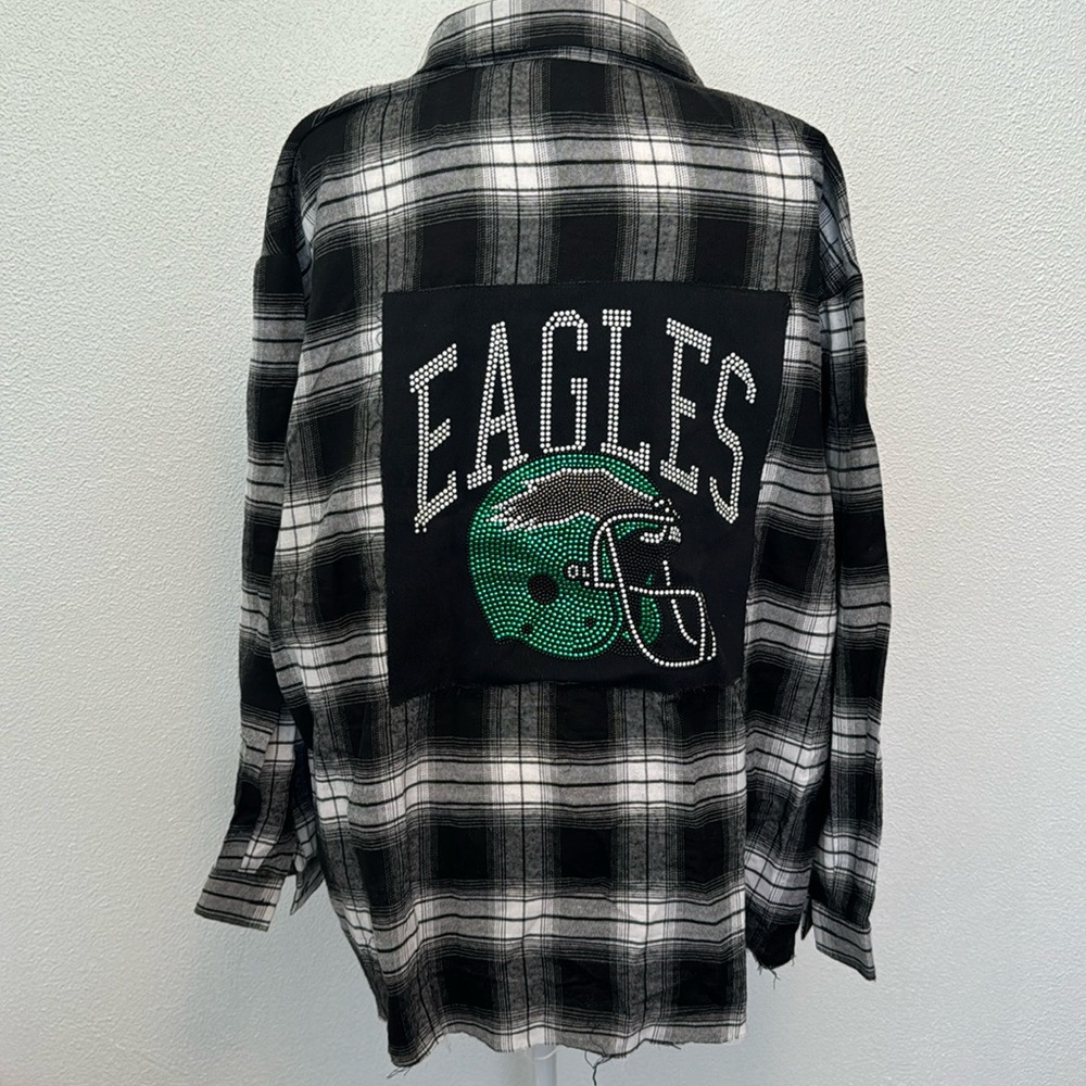 Philadelphia eagles plaid, button-down shirt
